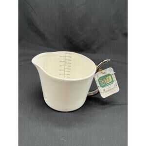The Bake Shop Holiday Ceramic White Silver Handle Measuring Cup NWT